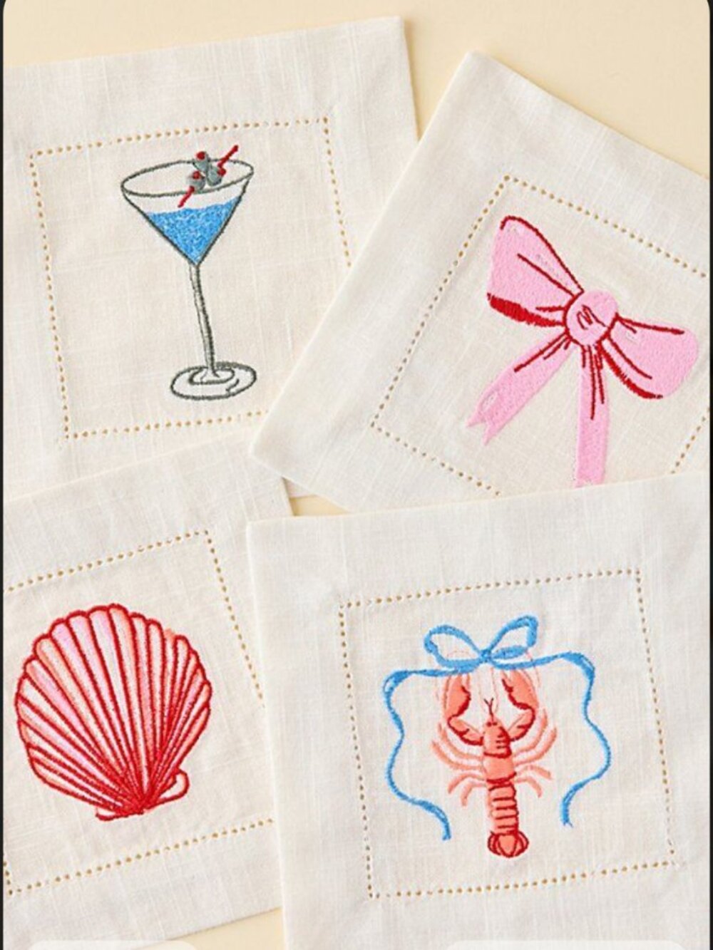 NWT Urban Outfitters Icon Embroidered Fabric Coaster Set
